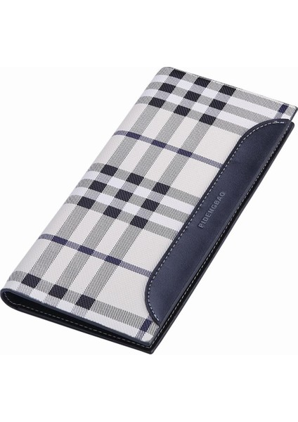 2022 Yeni Erkek Uzun Cüzdan Kore Versiyonu Moda Çoklu Kart Değişimi Fermuarlı Çanta Ekose Öğrenci Cüzdan Gelgit (Yurt Dışından)