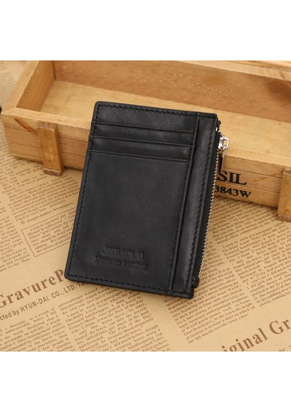 Mini Hakiki Deri Erkek Cüzdan Ince Erkek Cüzdan Küçük Erkek Çanta Kart Tutucu Inek Deri Para Cebi Erkek Cüzdan Fermuarlı Cebi (Yurt Dışından) fırsatları