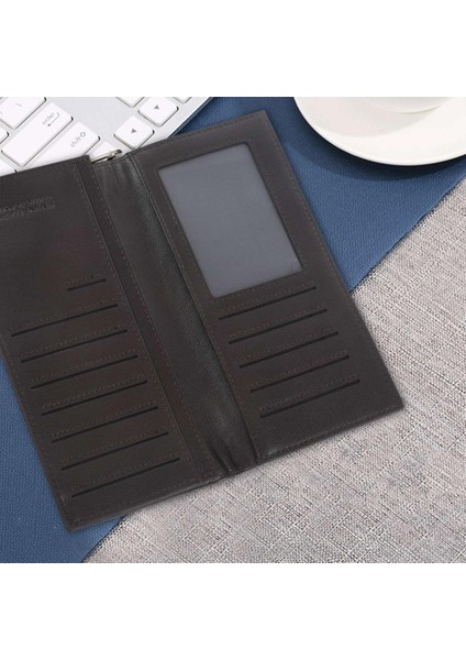 Deabolar Moda Ince Erkek Çanta Pu Cüzdan Ince Stil Cüzdan Çanta Debriyaj Kart Tutucu ile Kahverengi (Yurt Dışından)