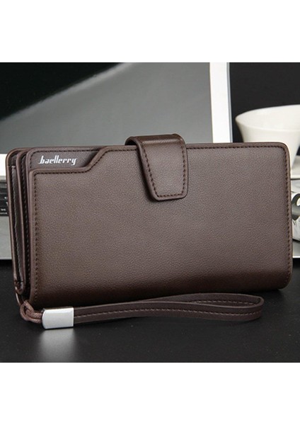 Allwin Uzun Cüzdan Kore Versiyonu Erkek Pu Deri Debriyaj Çanta Ticari Tasarım Kahve Rengi (Yurt Dışından) modelleri