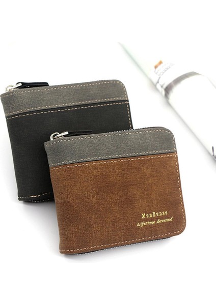 Menbense Erkek Cüzdanı Kısa Kore Versiyonu Menteşe Mat Dikiş Zinciri Büyük Kapasiteli Çoklu Kart Erkek Cüzdanı (Yurt Dışından)