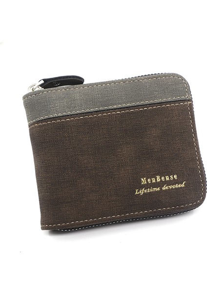 Menbense Erkek Cüzdanı Kısa Kore Versiyonu Menteşe Mat Dikiş Zinciri Büyük Kapasiteli Çoklu Kart Erkek Cüzdanı (Yurt Dışından) indirimleri