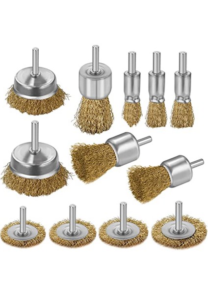 Matkap Için Tel Fırça 1/4 Inç Matkap Aparatı Kaba Kıvrımlı Fırça 12 Parça Tel Fırça Seti (Yurt Dışından)