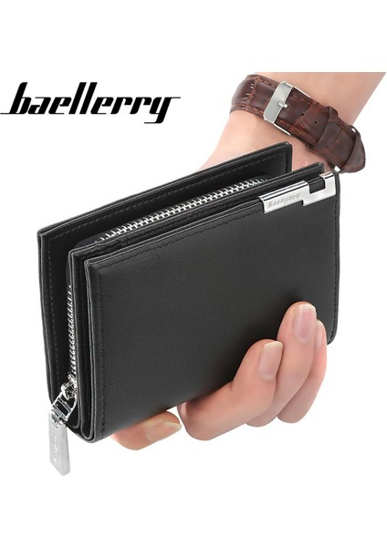 Baellerry Yeni Erkek Kısa Cüzdan Moda Rahat Organ Kart Tutucu Büyük Kapasiteli Fermuarlı Cüzdan (Yurt Dışından)