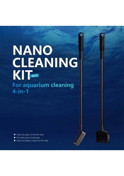 Akvaryum Temizleme 4 In 1 Alet Seti Balık Ağı Yosun Kazıyıcı Balık Tankı Cam Temizleme Uzun Saplı Fırça (Yurt Dışından)