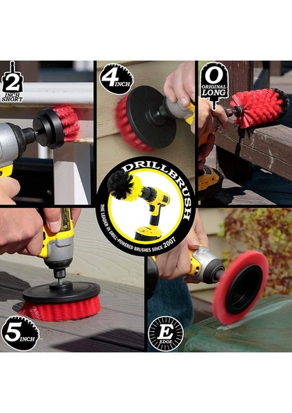 Matkap Fırçası Güç Scrubber Seti Mutfak Temizleme Fırçası Aksesuarları Matkap Fırçası Ataşmanı Tezgah Temizleme Seti Kırmızı (Yurt Dışından)