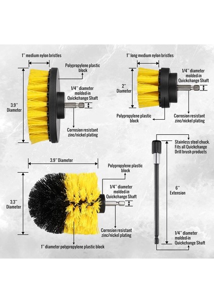 Adet Kombine Matkap Fırça Ovma Fırçası Matkap Spin Scrubber Elektrikli Temizleme Fırçası Araba Banyo Ahşap Zemin Çamaşır Odası Temizleme Için Sabitleme (Yurt Dışından)