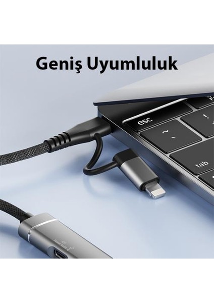 5in1 1x Lightning ve 1xtype-C Çevirici Adaptör,2x Type C 1x Usb,1x Sd Tf Kart Çevirici Çoğaltıcı Hub