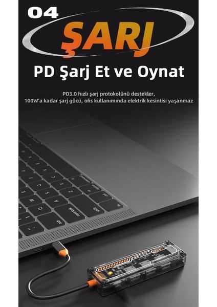 100W 5in1 Type-C Hub Type-C To Usb3.0 Çoğaltıçı Dönüştürücü 4xusb3.0 Pd 100W Şarj