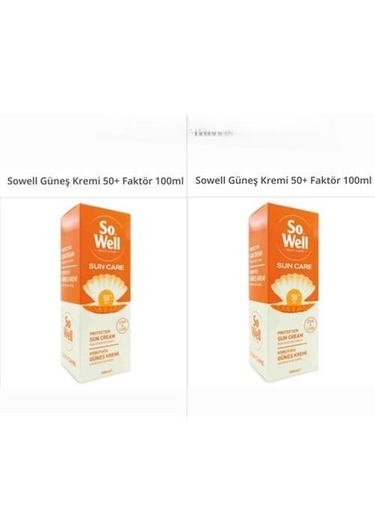 2× set So Well Güneş Kremi 50+ Faktör 100ML