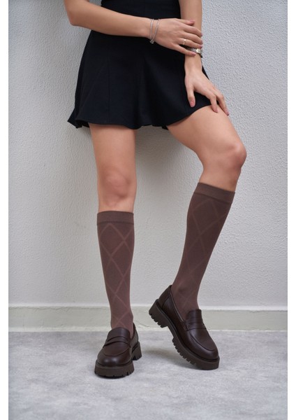 Queena Kahve Hakiki Deri Kalın Taban Detay Kadın Ayakkabı fiyatları