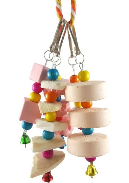 Blok Stili Grindstone Bell Pet Papağan Kuş Isırığı Diş Taşlama Oyuncak Kafes Asılı Dekor Vogel Speelgoed Suministros Para Aves (Yurt Dışından) modelleri
