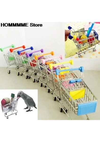 Pembe Tarzı Yeni Renkli Komik Mini Süpermarket Alışveriş Sepeti Arabası Pet Kuş Papağan Hamster Oyuncak (Yurt Dışından)