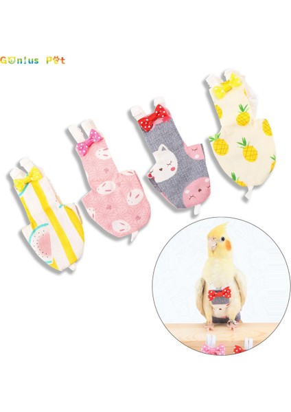Karpuz Desen Stili S Beden Papyon ile Papağan Bezi Sevimli Renkli Meyve Çiçek Papağan Güvercinler Küçük Orta Büyük Pet Kuşlar Uçuş Takım Elbise Yıkanabilir (Yurt Dışından)