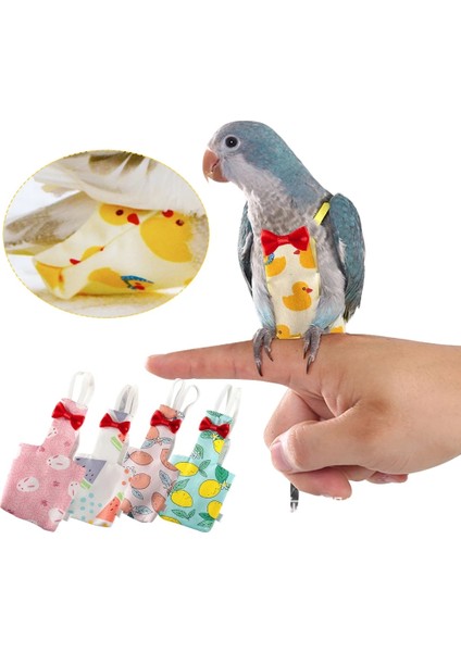 Pembe Limon Stili S Beden Papyon ile Papağan Bezi Sevimli Renkli Meyve Çiçek Papağan Güvercinler Küçük Orta Büyük Pet Kuşlar Uçuş Takım Elbise Yıkanabilir (Yurt Dışından)