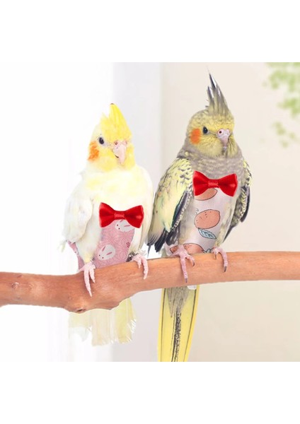 Pembe Limon Stili S Beden Papyon ile Papağan Bezi Sevimli Renkli Meyve Çiçek Papağan Güvercinler Küçük Orta Büyük Pet Kuşlar Uçuş Takım Elbise Yıkanabilir (Yurt Dışından)