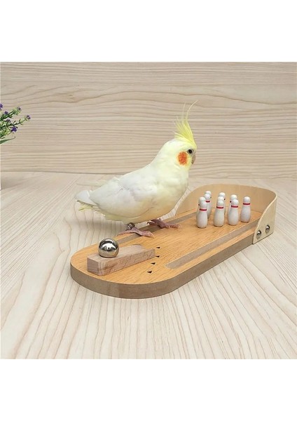 Papağan Kuş Oyuncak Ahşap Mini Masaüstü Bowling Muhabbet Kuşu Zeka Eğitim Oyunu (Yurt Dışından)