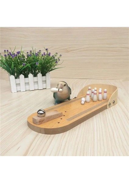 Papağan Kuş Oyuncak Ahşap Mini Masaüstü Bowling Muhabbet Kuşu Zeka Eğitim Oyunu (Yurt Dışından)