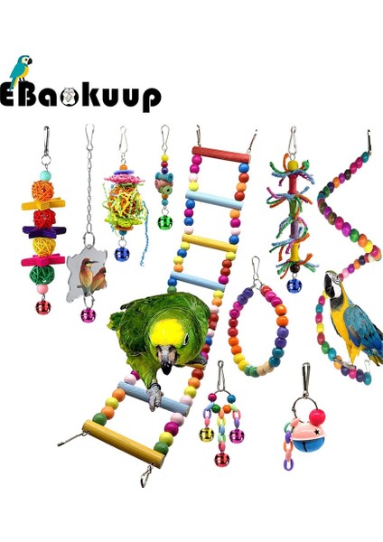1 Yuvarlak Yüzük Stili Ebaokuup 1- Kuş Kafesi Çiğneme Oyuncakları Asılı Salıncak Papağanlar Oyuncak Gökkuşağı Ahşap Merdiven Oyuncak Parakeets, Cockatiels, Lovebird (Yurt Dışından)