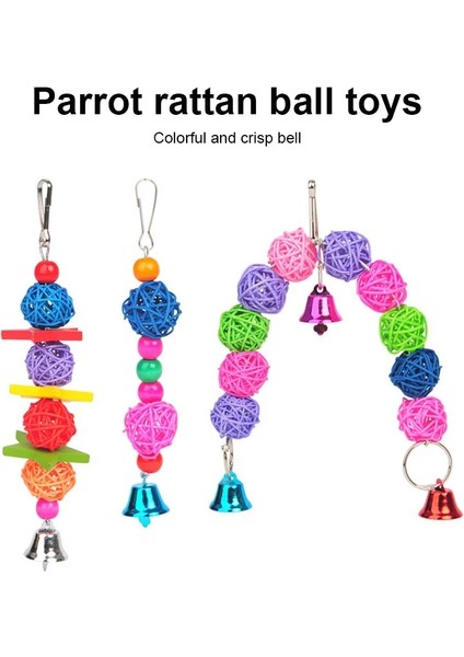 No.3 Tarzı Papağan Oyuncakları Asılı Kafes Kuş Oyuncak Rattan Boncuk Çan Dize El Dokuma Yüzük Oyuncak Papağan Lovebird Aves Kuş Kafesi Aksesuarları (Yurt Dışından)
