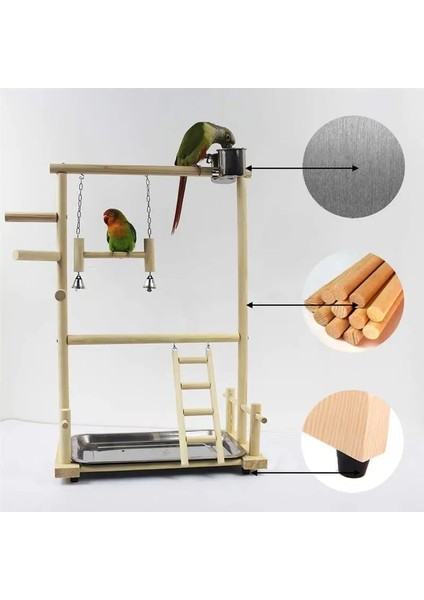 Gösteri Tarzı Olarak Ahşap Papağan Playstand Çift Katmanlı Kuş Oyun Standı Papağan Bahçesi Ahşap Levrek Spor Oyun Parkı Merdiven Besleyici Bardak Oyuncaklar ile (Yurt Dışından) fırsatları