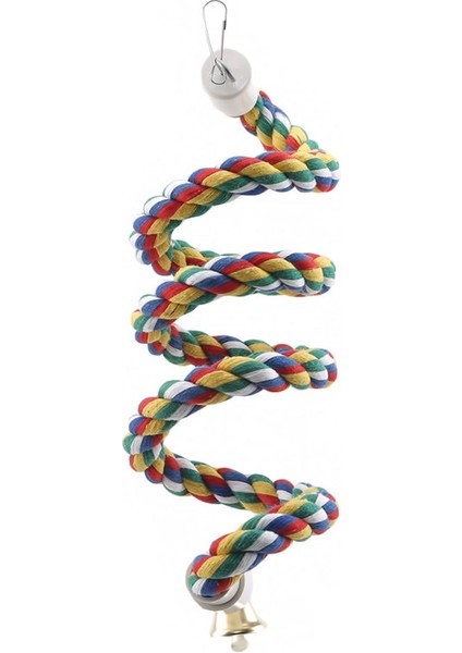 100CM Tarzı Kuş Levrek Oyuncak Spiral Pamuk Halat Çiğneme Çubuğu Papağan Salıncak Tırmanma Ayakta Oyuncaklar Çan ile Kuş Malzemeleri (Yurt Dışından)