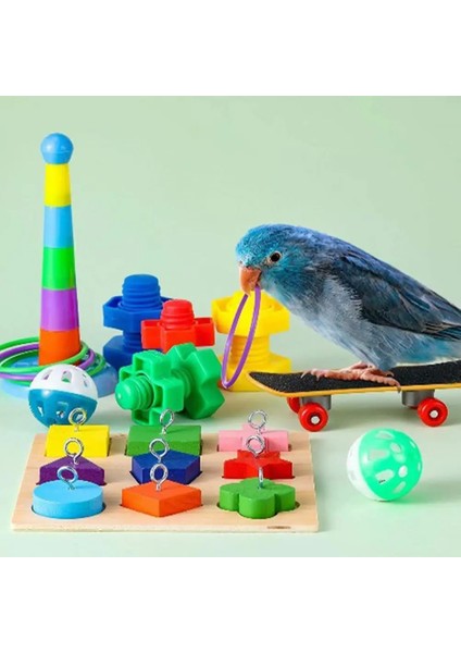 9 Adet Tarzı Et Parrot Oyuncak Kiti Isırma Dayanıklı Interaktif Plastik Ahşap Kuşlar Blok Bulmacalar Kaykay Oyuncak Pet Isırmaya Dayanıklı Oyuncak (Yurt Dışından) fiyatları