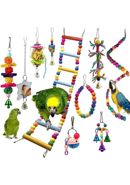10 Paket Kuş Salıncak Çiğneme Oyuncakları Papağan Hamak Çan Oyuncaklar Papağan Kafesi Oyuncak Küçük Parakeets Için Asılı Ahşap Boncuklu Kuş Levrek (Yurt Dışından)