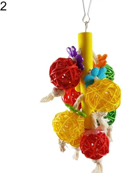 No.2 Tarzı 1 Adet Rattan Top Ahşap Merdiven Çanları Papağan Isırığı Tırmanma Oyuncak Pet Kuş Kafesi Dekor Papağan Oyuncakları Vogel Speelgoed Kuşlar Aksesuarları (Yurt Dışından)
