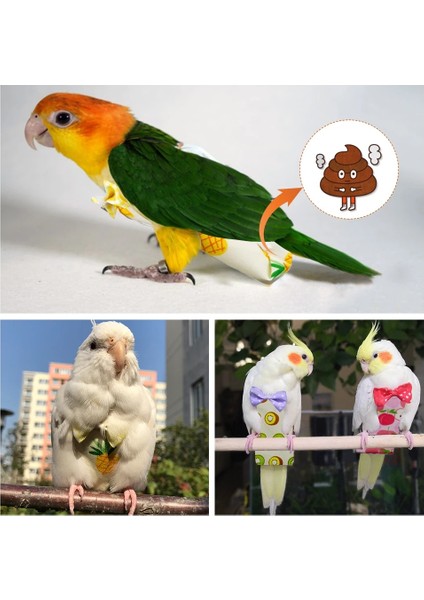 No.8 Stili Papyon ile Papağan Bezi Sevimli Renkli Meyve Çiçek Papağan Güvercinler Küçük Orta Büyük Pet Kuşlar Uçuş Takım Elbise Yıkanabilir (Yurt Dışından)