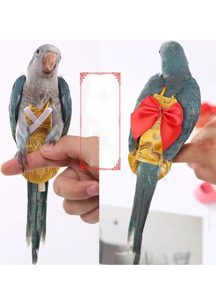 Sarı Stil L Beden Papyon ile 1 Adet Papağan Kuş Güvercin Bezi Cockatiel Güvercinler Küçük Orta Büyük Pet Kuşlar Uçuş Takım Elbise (Yurt Dışından)