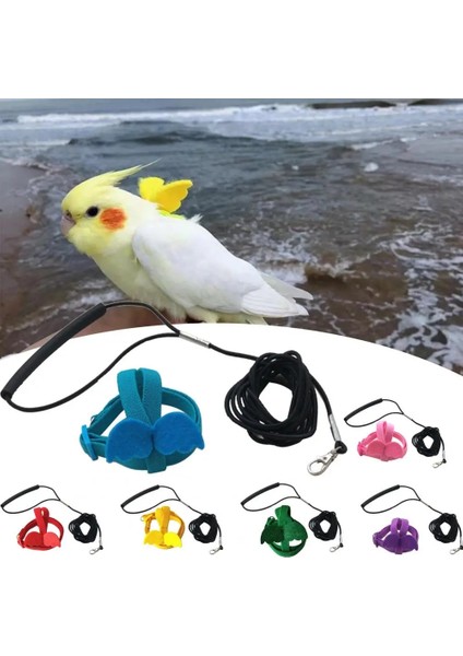 Mor Tarzı L Beden Genişletilmiş Uzunluk Kuş Yelek Aşınmaya Dayanıklı Yumuşak Papağan Koşum Papağan Parakeet Yelek Pet Kuş Koşum Için Çekme Halat (Yurt Dışından)