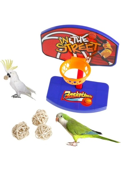 El Yapımı 3 Top Pet Kuş Oyuncak Çiğneme Parakeet Papağan Basketbol Çemberi Sahne Becerileri Sahne Kuş Malzemeleri (Yurt Dışından)