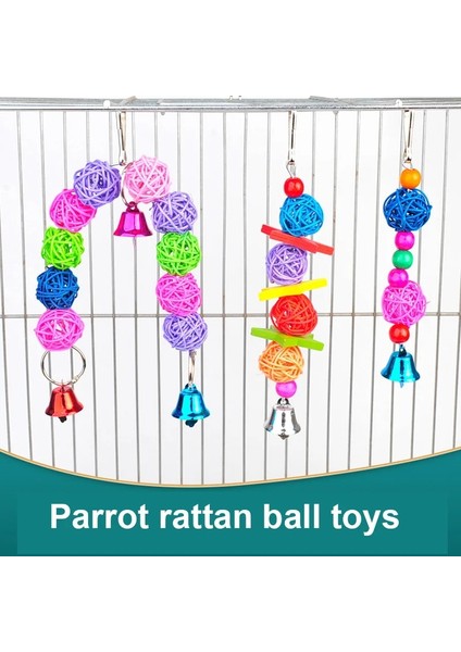 No.3 Tarzı 1 Adet Papağan Çiğnemek Rattan Oyuncaklar Kuş Parakeet Bite Molar Oyuncaklar Rattan Top Boncuk Çan Dize El Dokuma Kuş Oyuncaklar Pet Aksesuarları (Yurt Dışından)