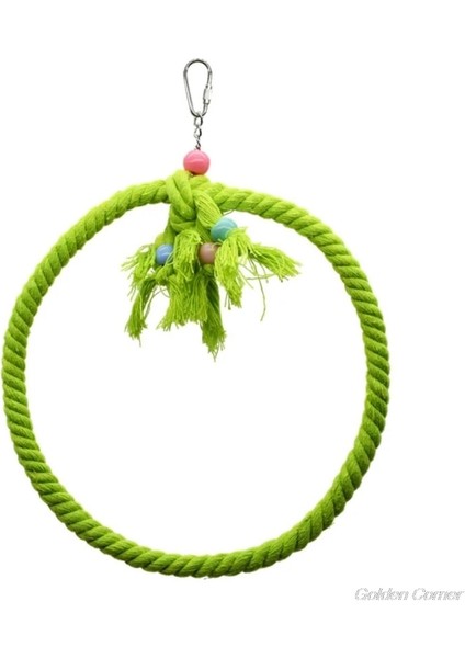 Yeşil-M Tarzı Pet Papağan Kuş Kafesi Oyuncak Pamuk Halat Daire Halka Standı Çiğneme Bite Asılı Salıncak Papağanı Para Tırmanma D (Yurt Dışından)