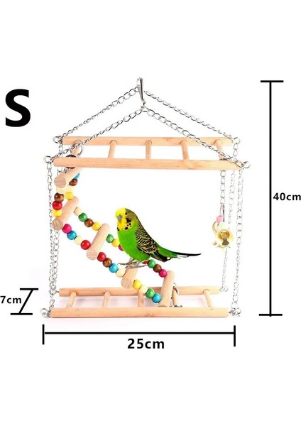 S Tarzı Kuş Playstand Papağan Oyun Standı Asılı Papağan Bahçesi Ahşap Merdivenler Çan Pet Kuş Malzemeleri ile Levrekler (Yurt Dışından)