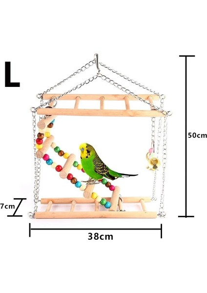 S Tarzı Kuş Playstand Papağan Oyun Standı Asılı Papağan Bahçesi Ahşap Merdivenler Çan Pet Kuş Malzemeleri ile Levrekler (Yurt Dışından) modelleri