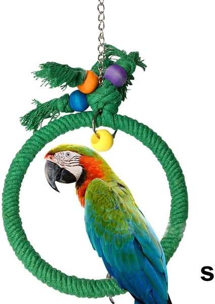 Yeşil S Tarzı Pet Papağan Kuş Kafesi Oyuncak Pamuk Halat Daire Halka Standı Çiğneme Bite Asılı Salıncak Tırmanma Oyun Oyuncakları Papağan Parakeet Için (Yurt Dışından)