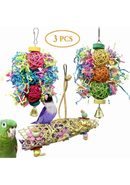 Bir Stil Kuş Oyuncak Seti Papağan Parçalayıcı Toplayıcılık Çeşitli Asılı Kafes Kuş Çiğneme Rafı Oyuncaklar Pet Molar Eğlence Papağan Oyuncak (Yurt Dışından)
