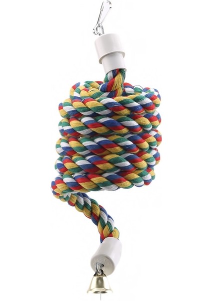 TYPE1-200CM Tarzı Kuş Levrek Oyuncak Spiral Pamuk Halat Çiğneme Çubuğu Papağan Salıncak Tırmanma Ayakta Oyuncaklar Çan ile Kuş Malzemeleri (Yurt Dışından)