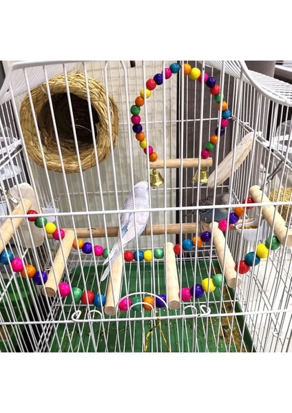 41CM Tarzı Kuş Kafesleri Net Kuş Oyuncak Evcil Papağanlar Merdivenler Tırmanma Oyuncak Doğal Ahşap ile Asılı Toplar Papağan Oyuncakları Parakeets Için Cockatiels (Yurt Dışından) fiyatları