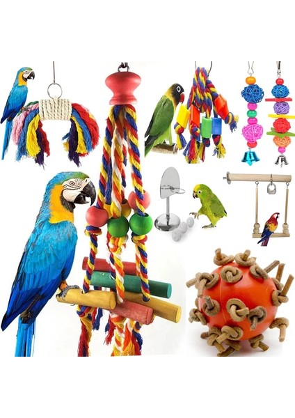 S8 Stili Pet Kuş Çiğneme Oyuncak Pamuk Halat Papağan Oyuncak Bite Köprü Kuş Yırtılma Oyuncak Cockatiels Eğitim Asmak Salıncak Kuş Kafesi Malzemeleri (Yurt Dışından) fiyatları