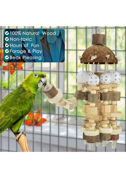 Ahşap Renk Stili Kuş Papağan Oyuncak, Büyük Papağan Oyuncak Doğal Ahşap Bloklar Kuş Çiğneme Oyuncak Papağan Kafesi Bite Oyuncak Macaws Papağanlar Için Suits (Yurt Dışından) indirimleri