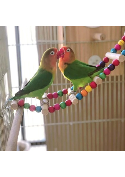 41CM Tarzı Kuş Kafesleri Net Kuş Oyuncak Evcil Papağanlar Merdivenler Tırmanma Oyuncak Doğal Ahşap ile Asılı Toplar Papağan Oyuncakları Parakeets Için Cockatiels (Yurt Dışından) indirimleri