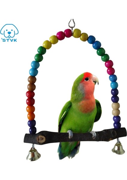 Tahta Çubuk 10CM Tarzı Ahşap Kuş Salıncak Oyuncak Cockatiels Parakeets Kafes Aksesuarları Için Asılı Bells ile Kuş Kafesi Papağan Levrek Standı Oyun Spor Salonu (Yurt Dışından) fiyatları