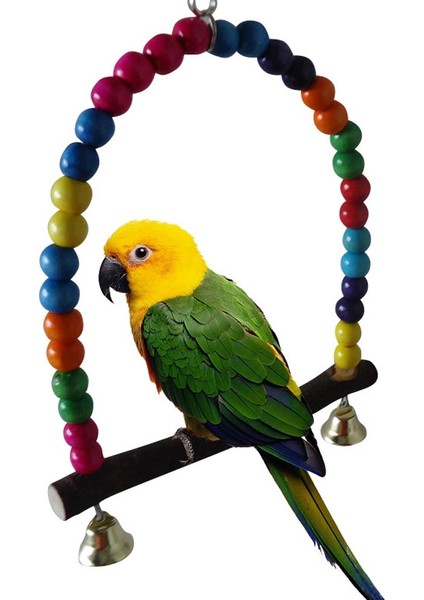 Tahta Çubuk 10CM Tarzı Ahşap Kuş Salıncak Oyuncak Cockatiels Parakeets Kafes Aksesuarları Için Asılı Bells ile Kuş Kafesi Papağan Levrek Standı Oyun Spor Salonu (Yurt Dışından) fırsatları