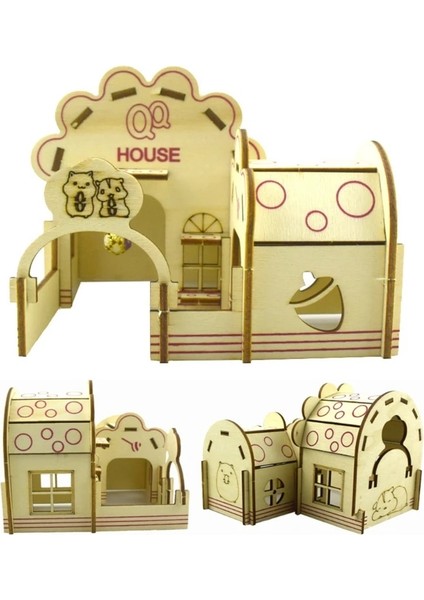 B Tarzı Hamster Hideout Ahşap Kulübe Küçük Hayvanlar Aksesuarları Çift Katmanlı Villa Sıçan Odası Ev Kafes Merdiven Kurulu ile Egzersiz Oyuncak (Yurt Dışından) fırsatları