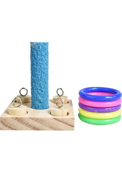 C Stili Kuşlar Papağan Ahşap Platform Pet Eğitici Hediyeler Plastik Yüzükler Istihbarat Eğitimi Chew Puzzle Oyuncak Blok (Yurt Dışından)