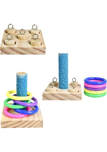 C Stili Kuşlar Papağan Ahşap Platform Pet Eğitici Hediyeler Plastik Yüzükler Istihbarat Eğitimi Chew Puzzle Oyuncak Blok (Yurt Dışından)