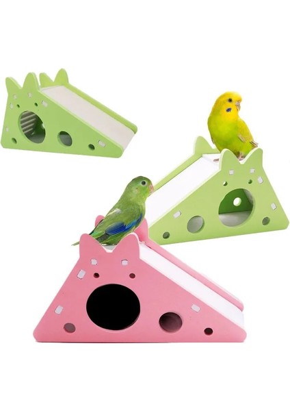Mavi B Stili Kuş Slayt Oyuncak Hamster Hideout Evi Papağan Kafesi Aksesuarları Kobay Ahşap Merdivenli Mağara Slayt Oyuncak Küçük Pet Malzemeleri (Yurt Dışından)
